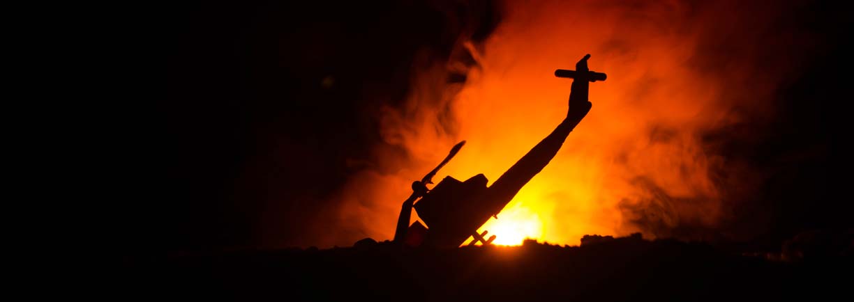 helicopter on fire